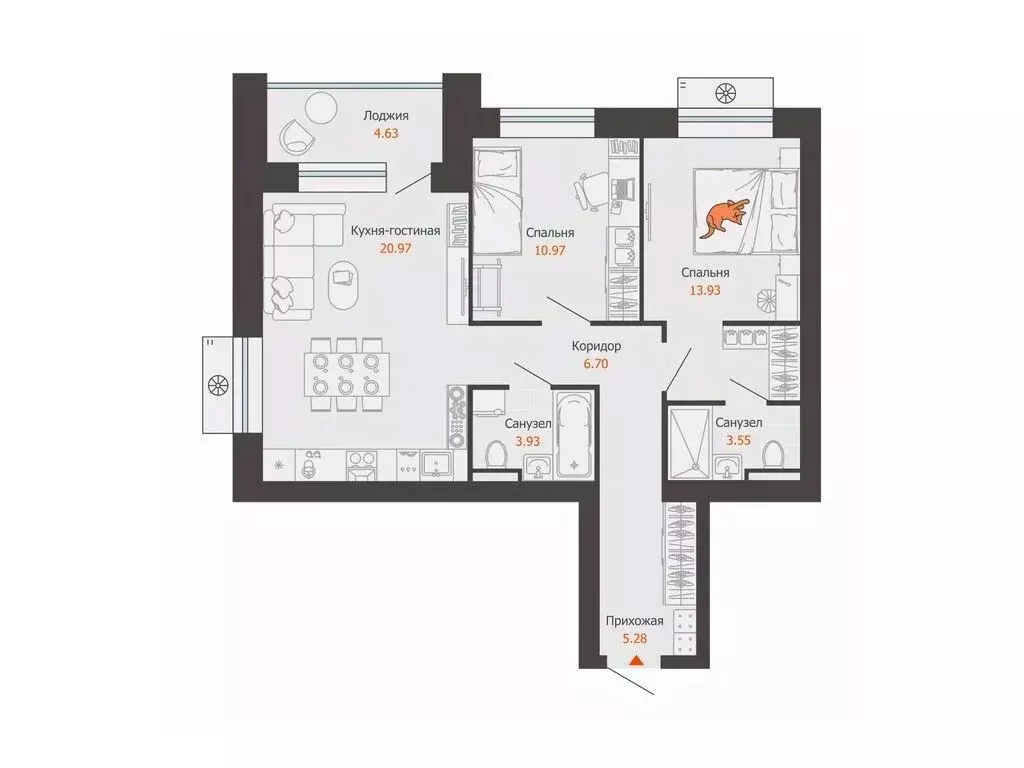 2-к кв. Кировская область, Киров Новый мкр,  (68.0 м) - Фото 1