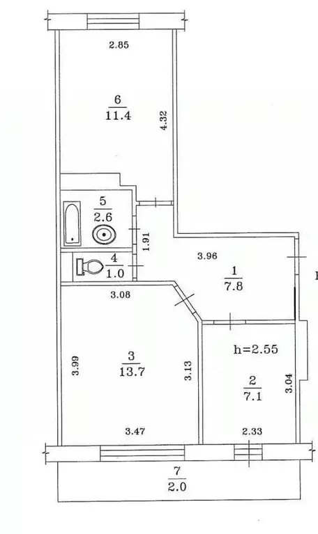 2-к кв. Татарстан, Набережные Челны Шишкинский бул., 7 (43.6 м) - Фото 1