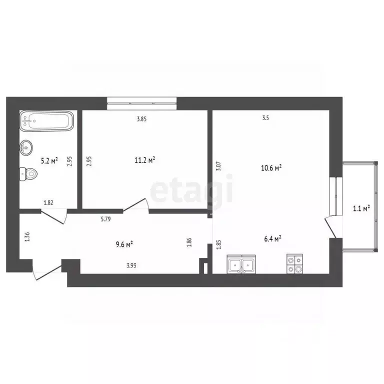 2-к кв. Алтайский край, Барнаул городской округ, Южный рп ул. Герцена, ... - Фото 2