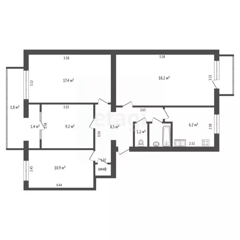 4-к кв. Крым, Евпатория ул. Некрасова, 108 (74.2 м) - Фото 2