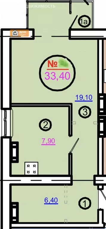 1-комнатная квартира: евпатория, проспект победы, 87 (33.4 м) - Фото 0