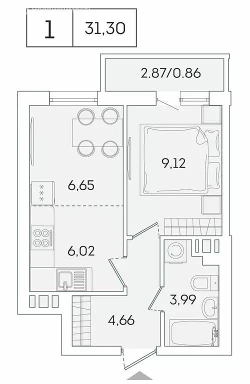 1-комнатная квартира: Мурино, Графская улица, 6к1 (30.4 м) - Фото 1