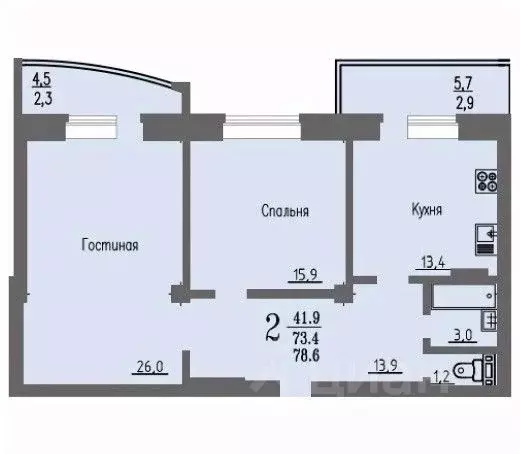 2-к кв. Воронежская область, Воронеж ул. Летчика Филипова, 8 (78.6 м) - Фото 0