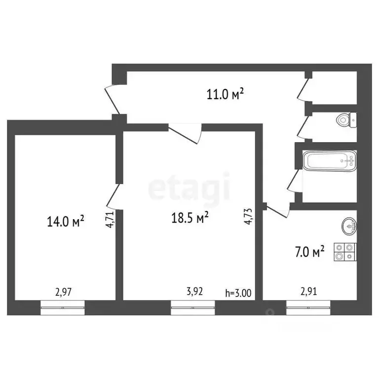 2-к кв. Владимирская область, Ковров просп. Ленина, 18 (56.3 м) - Фото 1