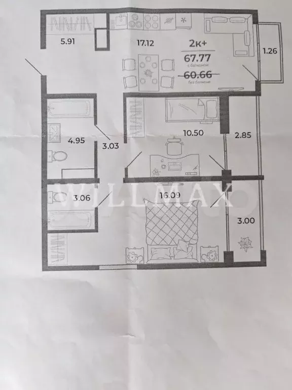 2-к. квартира, 67,8 м, 4/10 эт. - Фото 0
