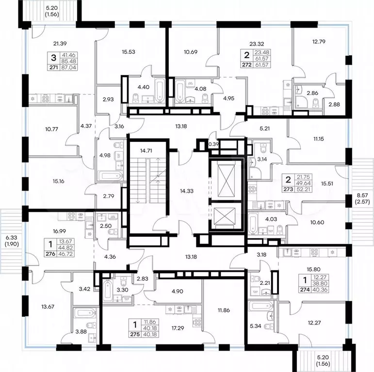 3-к. квартира, 87 м, 5/8 эт. - Фото 1