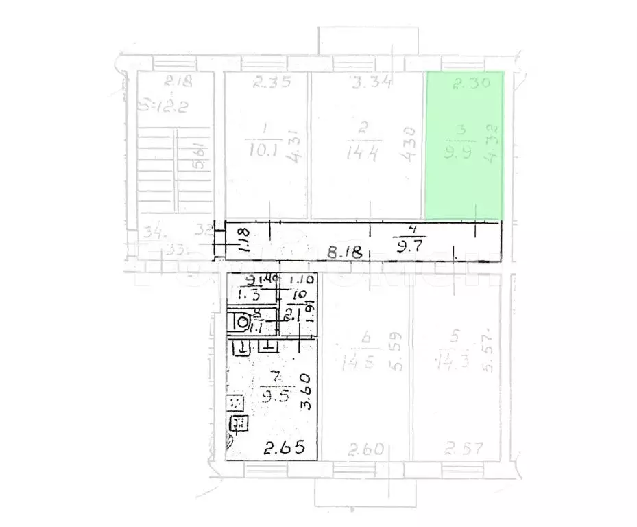 Продается комната в 5-комнатной квартире - Фото 2