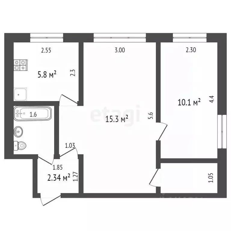 2-к кв. Тюменская область, Тюмень ул. Щорса, 11 (40.6 м) - Фото 1