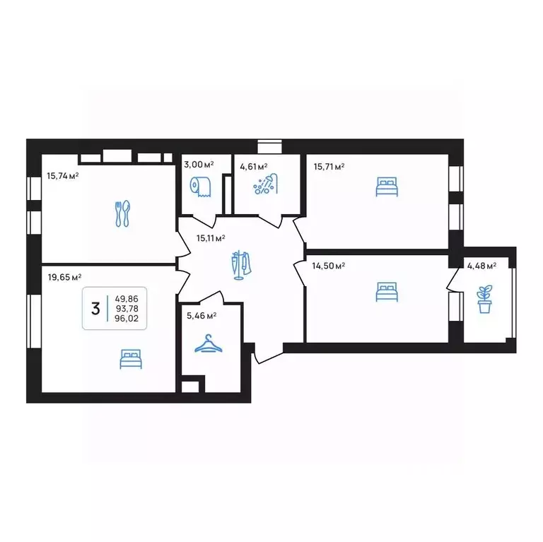 3-к кв. Липецкая область, Липецк Авторский жилрайон,  (96.02 м) - Фото 1