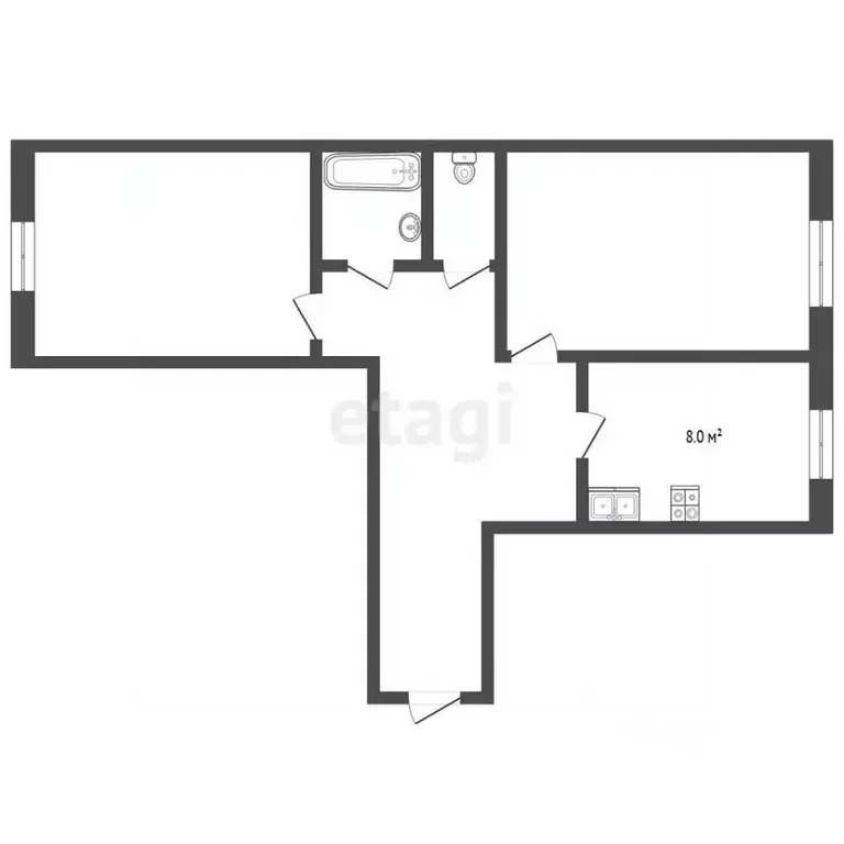2-к кв. Московская область, Серпухов Дальняя ул., 10 (52.4 м) - Фото 2
