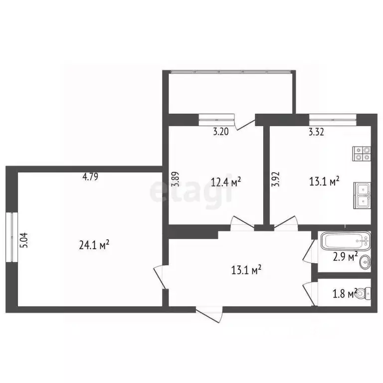 2-к кв. Калужская область, Калуга ул. Фомушина, 3 (73.4 м) - Фото 2