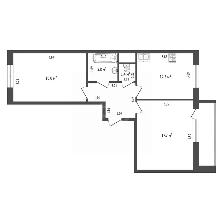2-к кв. Московская область, Раменское ул. Березовая Роща, 10 (59.6 м) - Фото 2