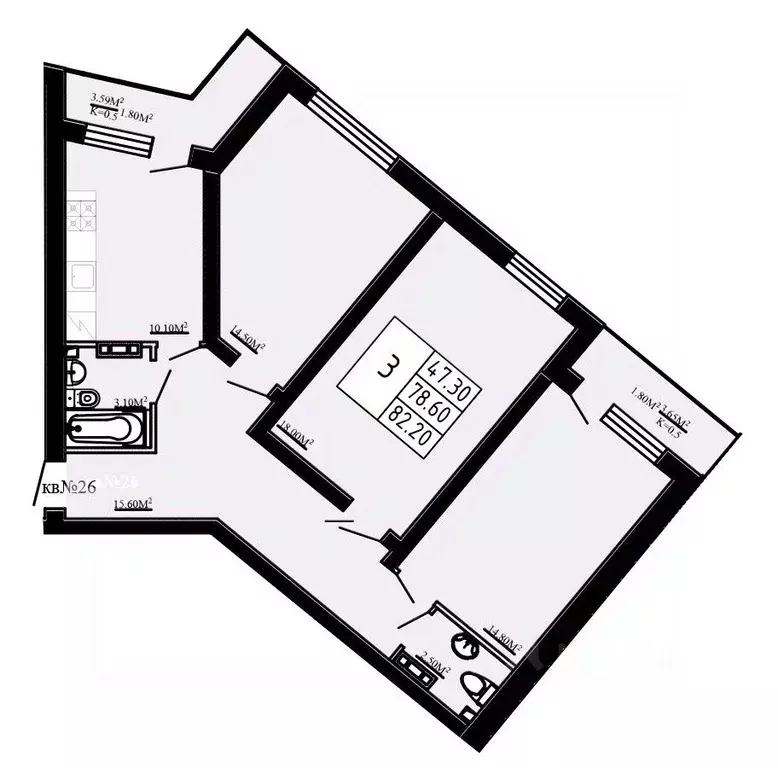 3-к кв. Ленинградская область, Коммунар г. Гатчинский муниципальный ... - Фото 1