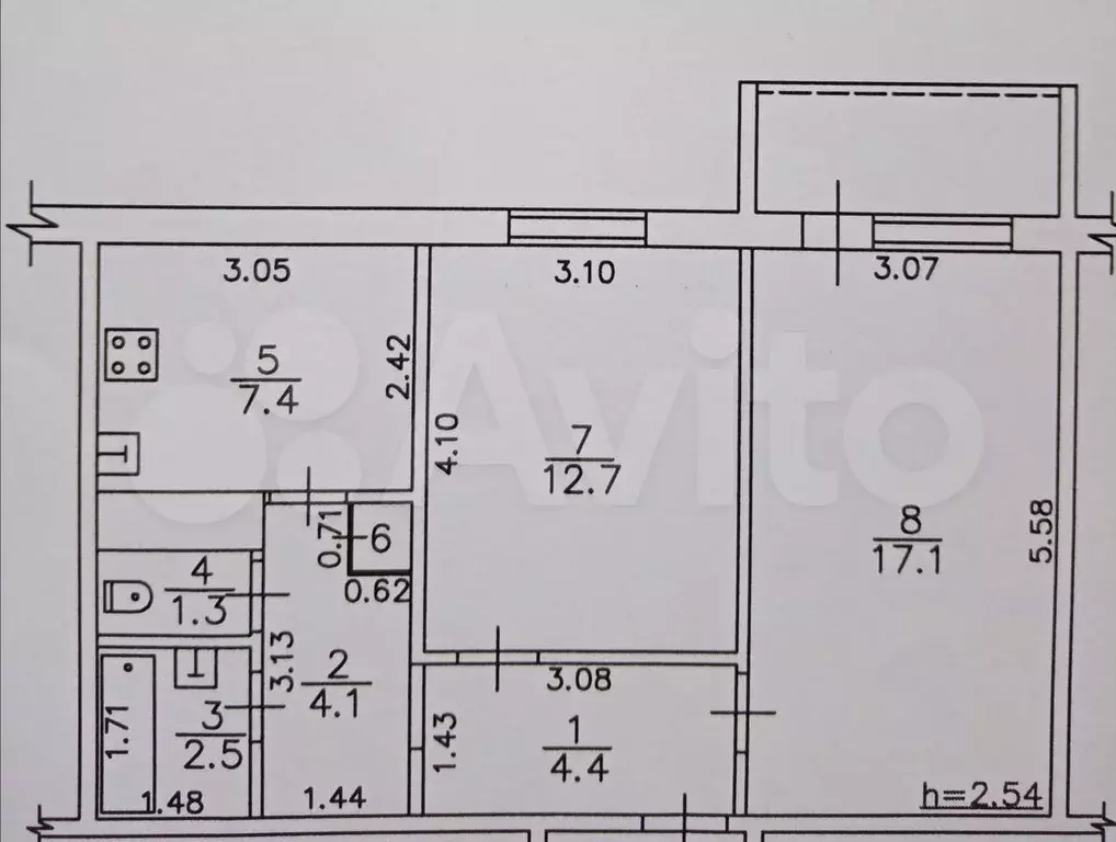 2-к. квартира, 51 м, 8/10 эт. - Фото 0