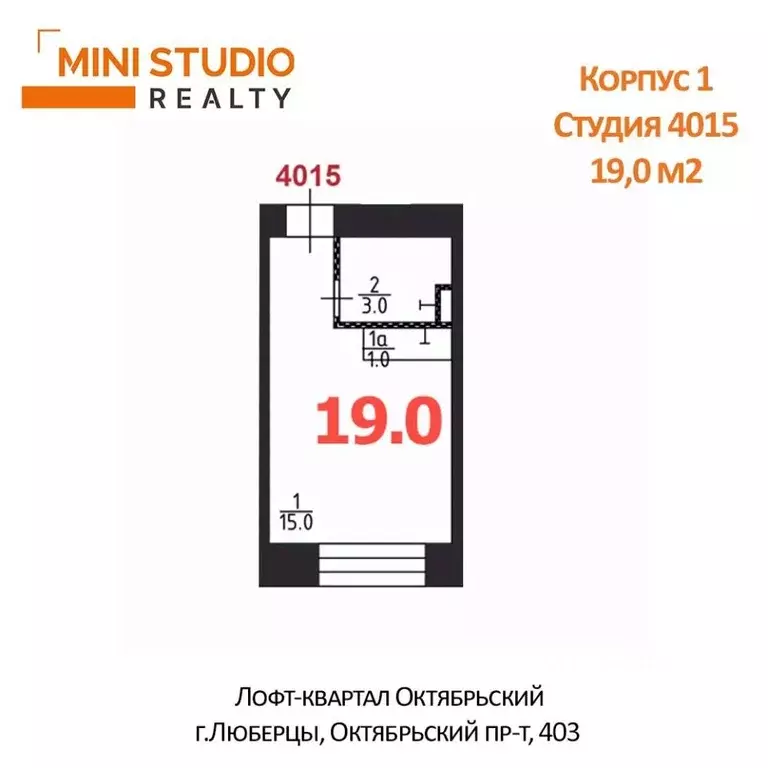 Студия Московская область, Люберцы Октябрьский просп., 403 (19.0 м) - Фото 2