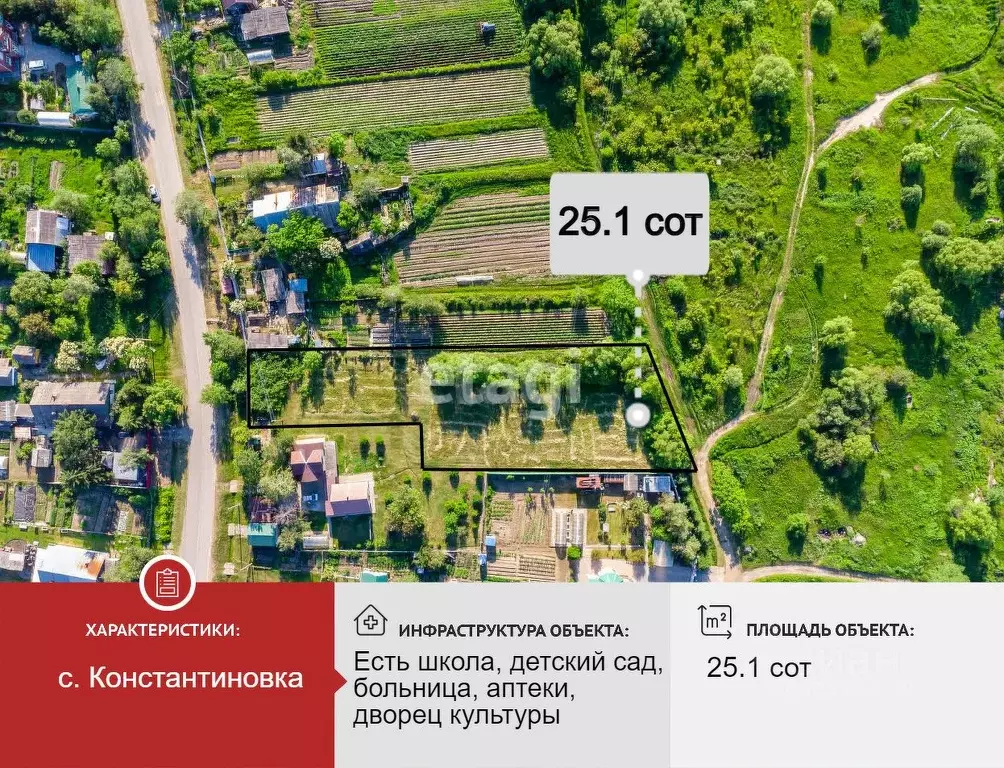 Участок в Хабаровский край, Хабаровский район, с. Константиновка  ... - Фото 1