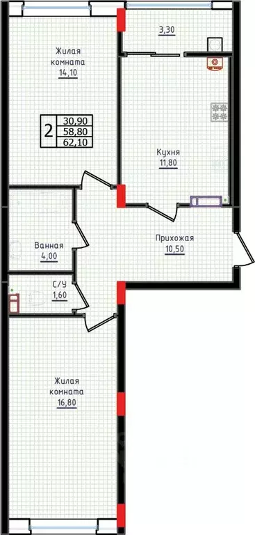 2-к кв. Ставропольский край, Ставрополь ул. Якова Андрюшина, 6 (62.1 ... - Фото 1