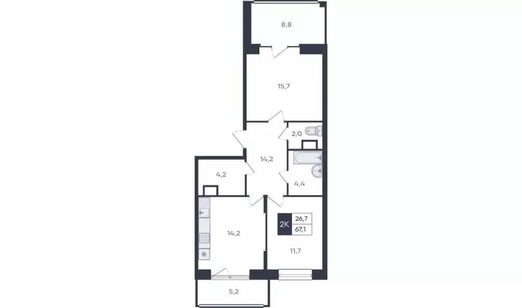 2-к кв. Чувашия, Чебоксары ул. Академика РАН Х.М. Миначева, поз11 ... - Фото 1