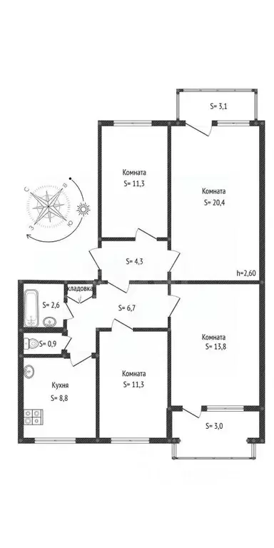 4-к кв. Ставропольский край, Буденновск 8-й мкр, 10 (82.5 м) - Фото 2
