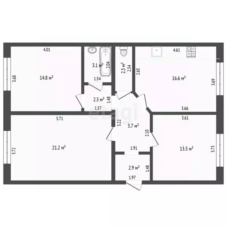 3-к кв. Тюменская область, с. Исетское ул. Ленина, 141 (82.6 м) - Фото 2