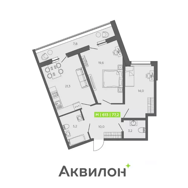 2-к кв. Санкт-Петербург ул. Чирикова, 5 (77.2 м) - Фото 0