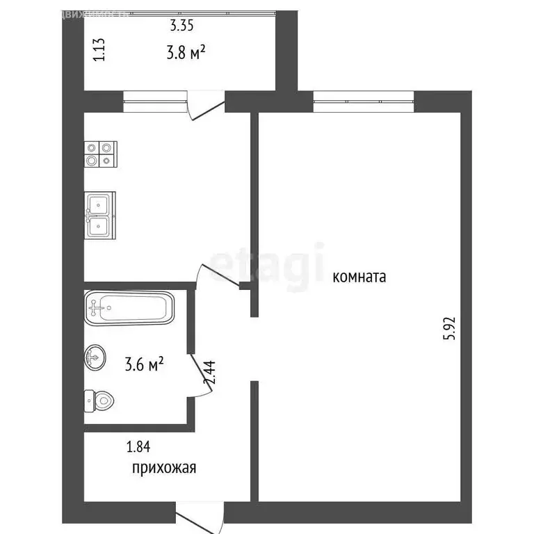 1-комнатная квартира: Омск, улица Крупской, 14к4 (35 м) - Фото 0