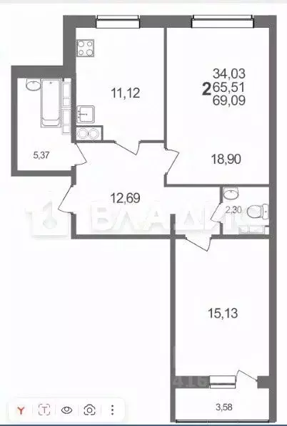 2-к кв. Белгородская область, Белгородский район, Разумное рп, ... - Фото 2