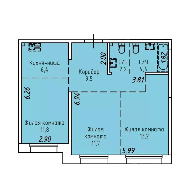 3-к кв. Иркутская область, Иркутск Култукская ул., 16 (59.2 м) - Фото 0