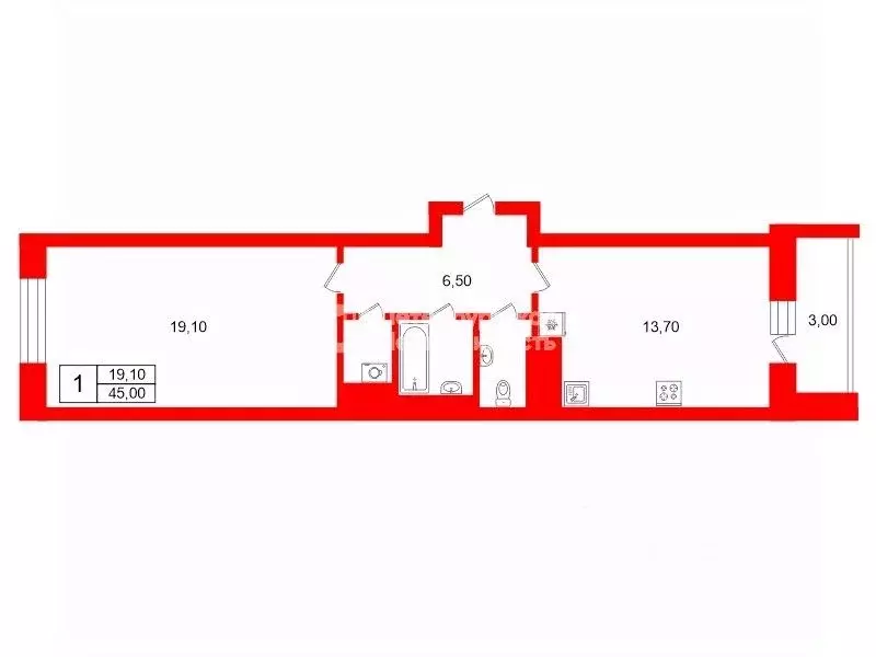 1-к кв. Санкт-Петербург Московский просп., 73к5 (45.0 м) - Фото 1
