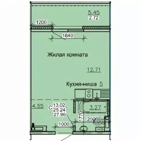 Студия Алтайский край, Барнаул ул. Союза Республик, 11Г (27.96 м) - Фото 0