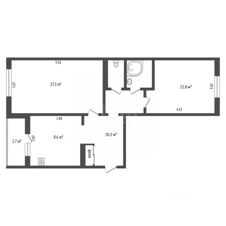 2-к кв. Псковская область, Псков ул. Алтаева, 22 (52.7 м) - Фото 1