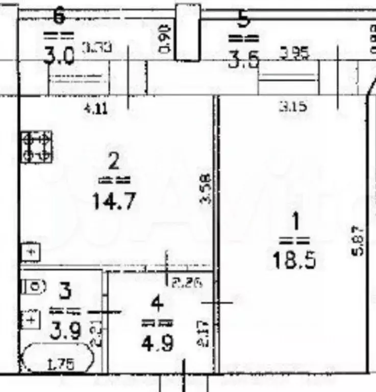 1-к кв. Нижегородская область, Нижний Новгород Народная ул., 22 (48.5 ... - Фото 2