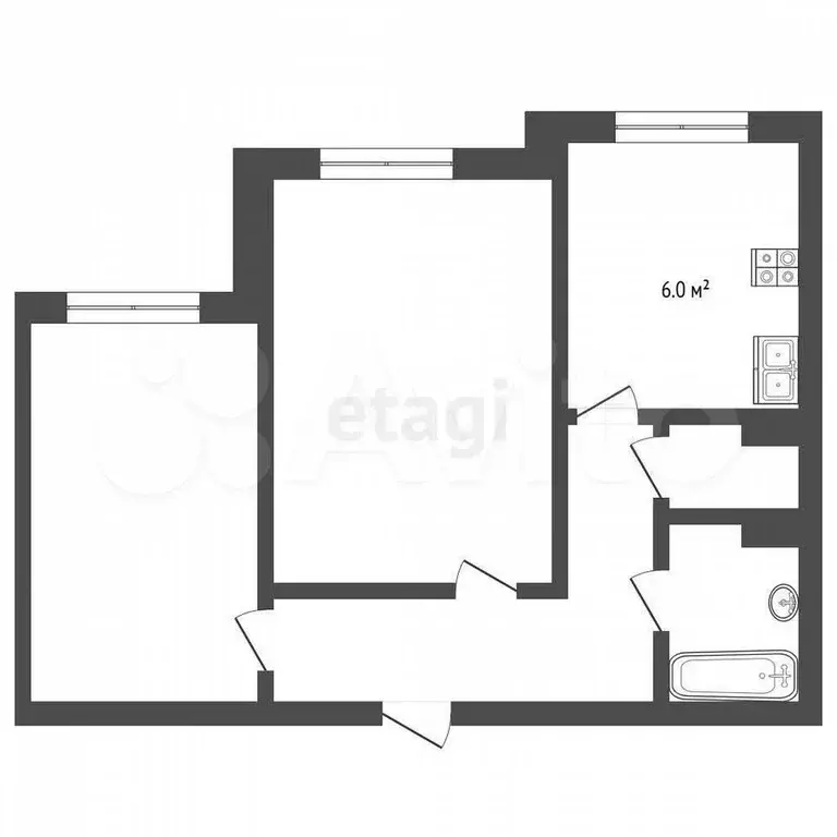 2-к. квартира, 48 м, 3/5 эт. - Фото 0
