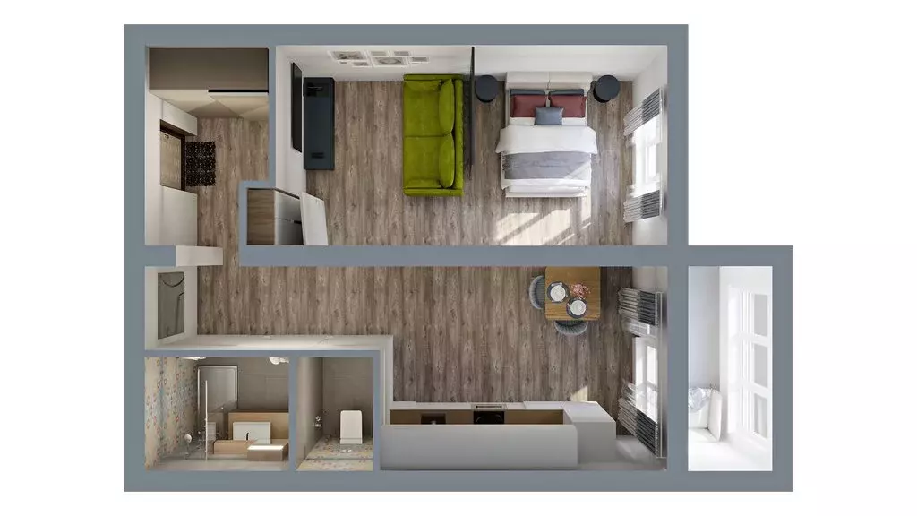 1-комнатная квартира: город Тельмана, жилой комплекс Сибирь (48.8 м) - Фото 2