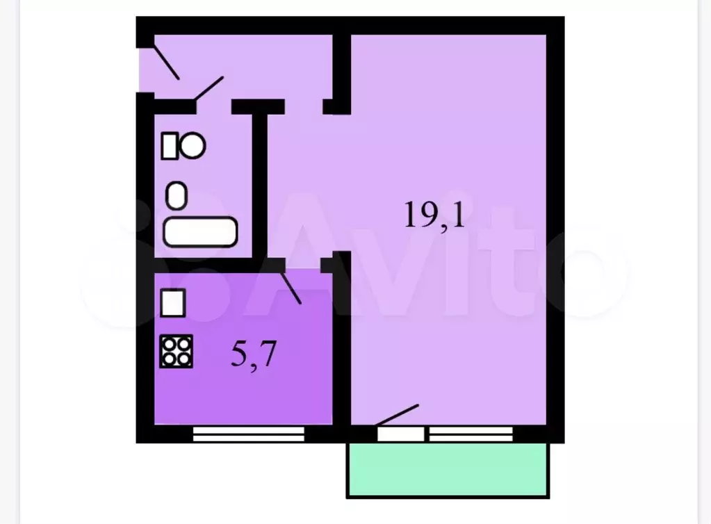 1-к. квартира, 32 м, 2/8 эт. - Фото 0
