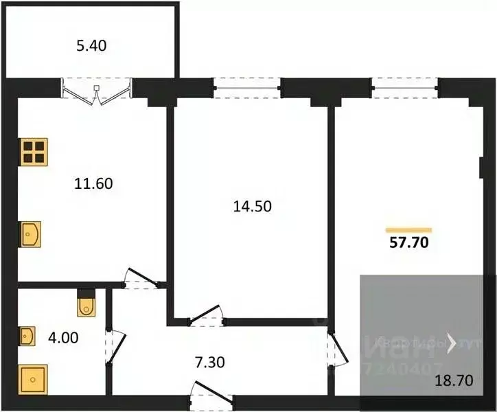 2-к кв. Воронежская область, Воронеж Цимлянская ул., 10В (57.5 м) - Фото 0