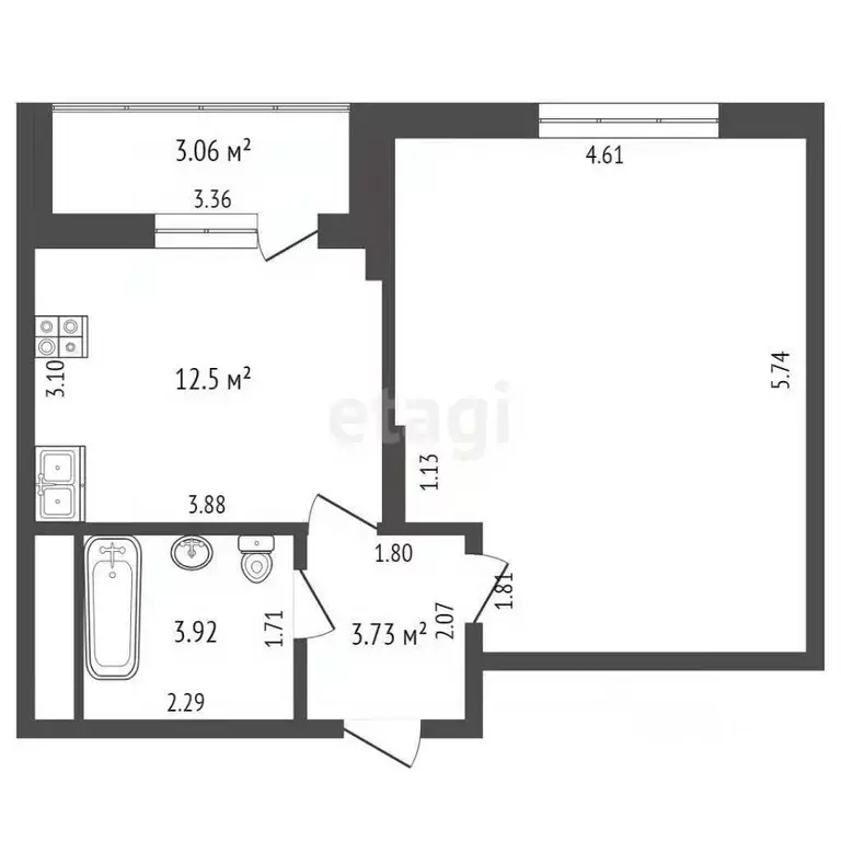 1-к кв. Москва ул. Толбухина, 2 (46.4 м) - Фото 1