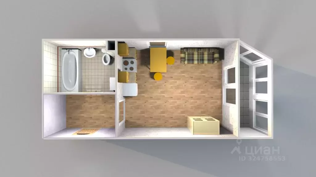 Студия Санкт-Петербург пос. Металлострой, Полевая ул., 11 (26.5 м) - Фото 2