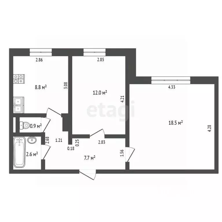 2-к кв. Забайкальский край, Чита ул. Шилова, 91 (50.5 м) - Фото 1