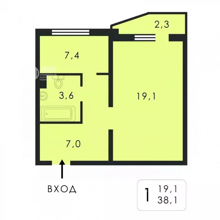 1-к кв. Москва Матвеевская ул., 36 (37.5 м) - Фото 2