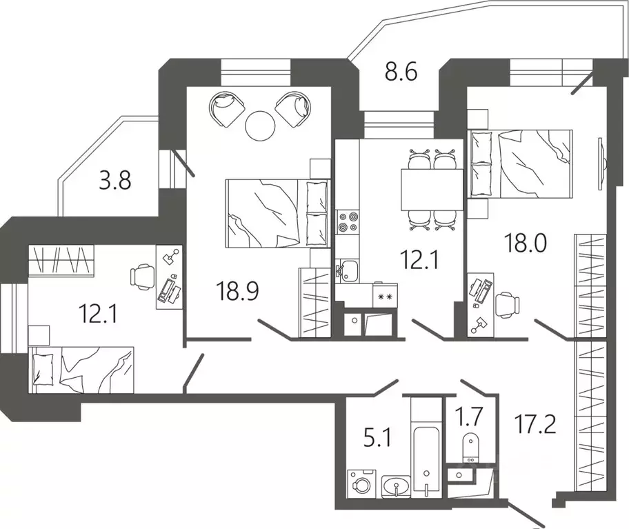 3-к кв. Московская область, Подольск Климовск мкр, ул. Советская, 18к2 ... - Фото 1