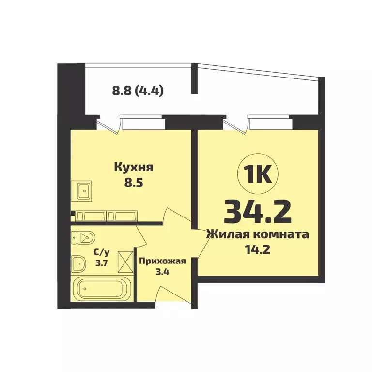 1-комнатная квартира: посёлок Садовый, микрорайон Приозёрный, 712 ... - Фото 0