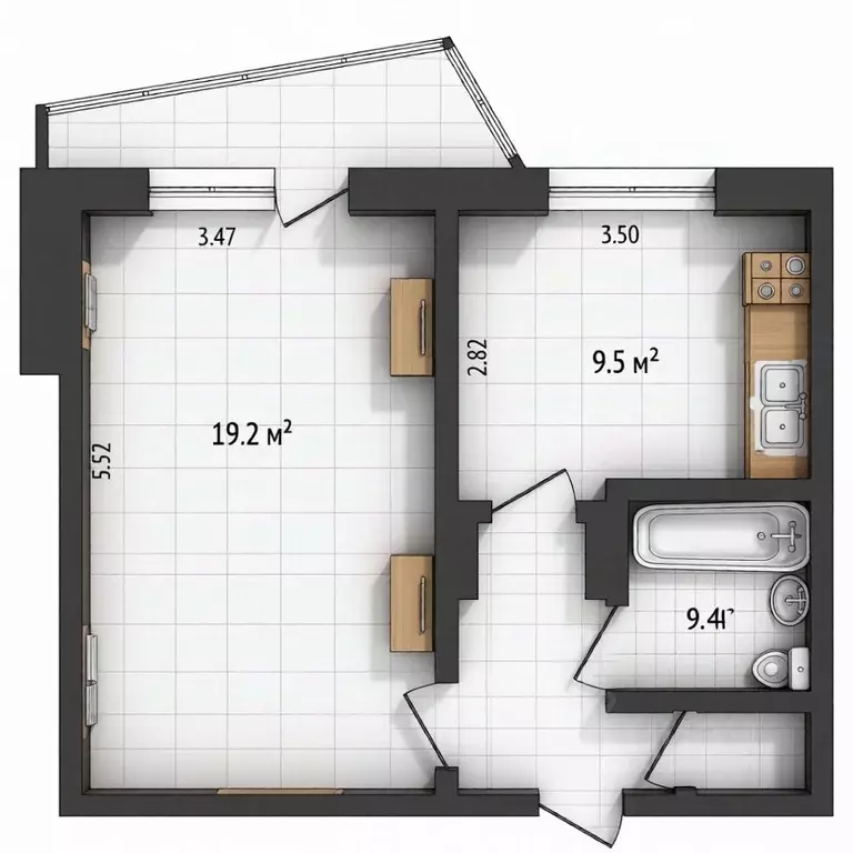 1-к кв. Омская область, Омск ул. Василия Маргелова, 357 (37.4 м) - Фото 2