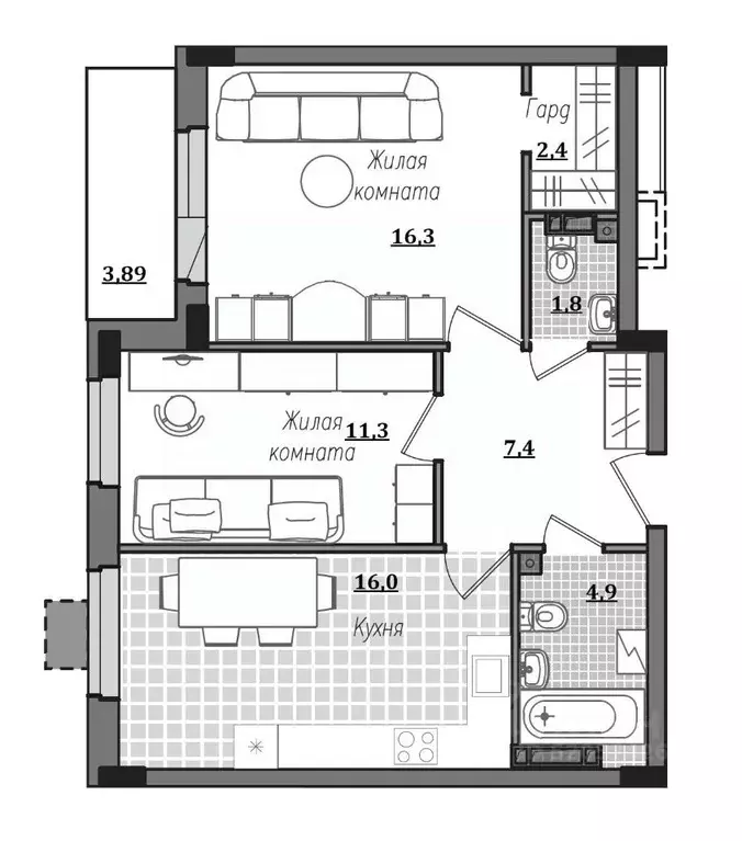 2-к кв. Смоленская область, Смоленск ул. Александра Степанова, 14 ... - Фото 1