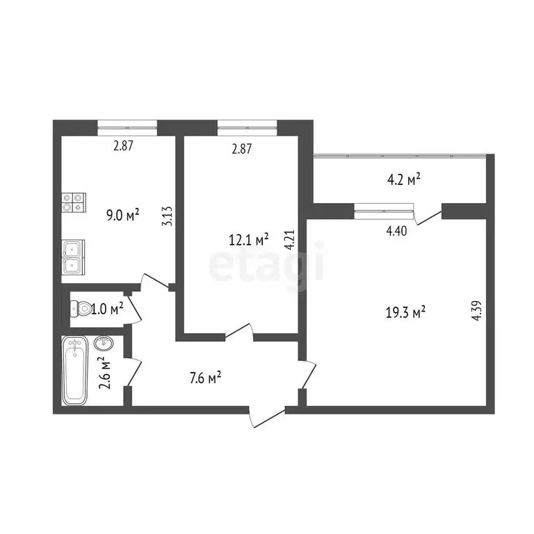 2-комнатная квартира: Тобольск, 9-й микрорайон, 29 (52 м) - Фото 1