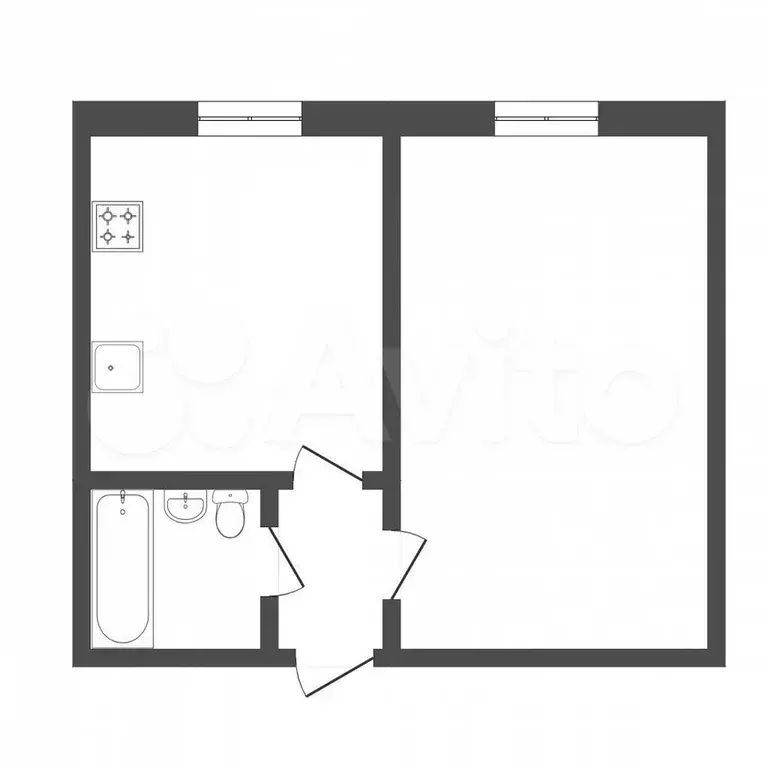 1-к. квартира, 33,9 м, 5/9 эт. - Фото 1