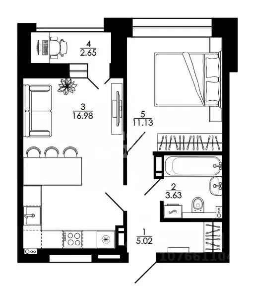 2-к кв. Липецкая область, Липецк Университетский мкр, Архитектор жилой ... - Фото 2