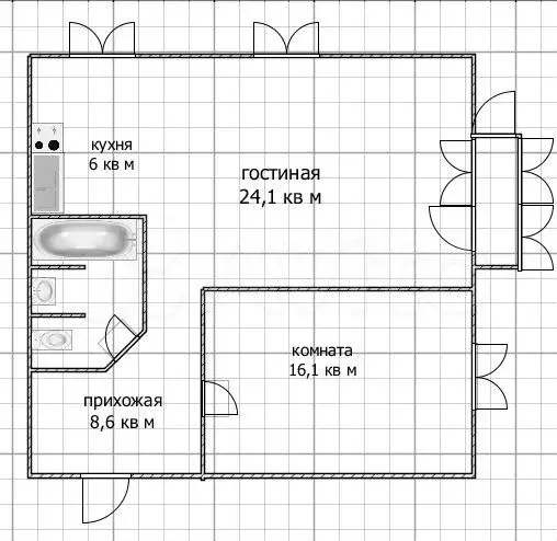 2-к. квартира, 60,4 м, 4/4 эт. - Фото 0