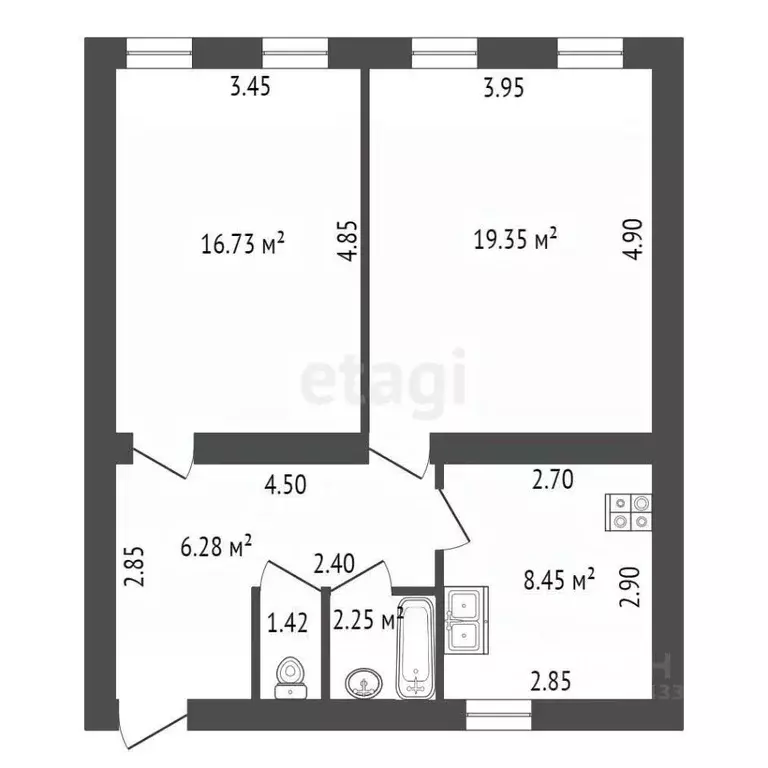 2-к кв. Санкт-Петербург Днепровский пер., 22 (54.6 м) - Фото 1