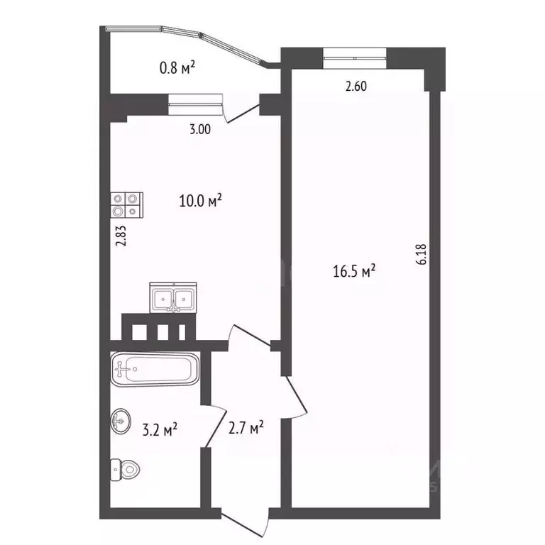 1-к кв. Краснодарский край, Анапа проезд Межсанаторный, 20лит3 (33.2 ... - Фото 2
